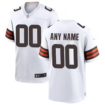 Cleveland Browns Jersey Mens White and Brown