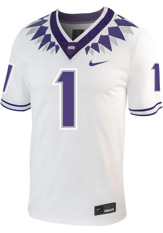 Stitched TCU Horned Frogs Custom Football Jersey  White